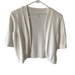 Charter Club White Open-Front Cardigan